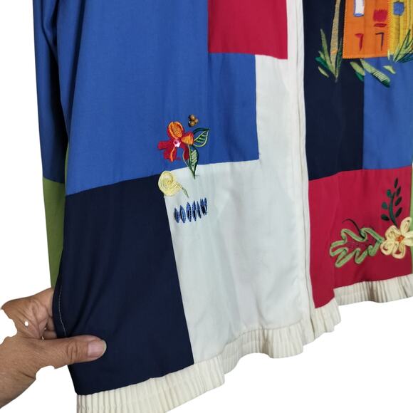 4421)Vtg 90s Koret Francisca Petite Multicolor Patchwork Full Zip Track Jacket S - Picture 4 of 12